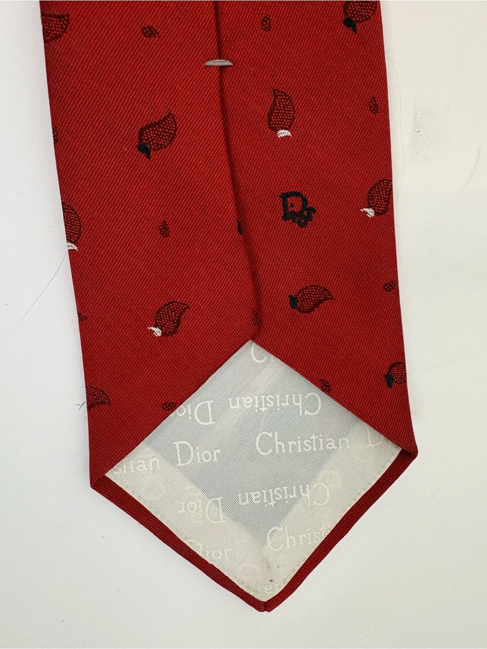 Vintage Christian Dior Monsieur Tie made in USA Silk Blend Red Chili Peppers